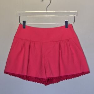 Red Valentino Wide Leg Scallop Hem Dressy Resortwear Shorts Pink/Red Size 38 EU